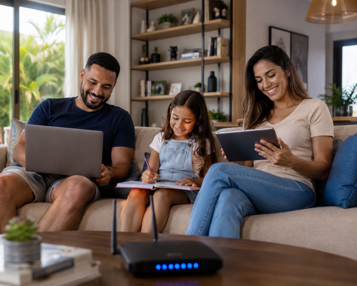 Família conectada em casa